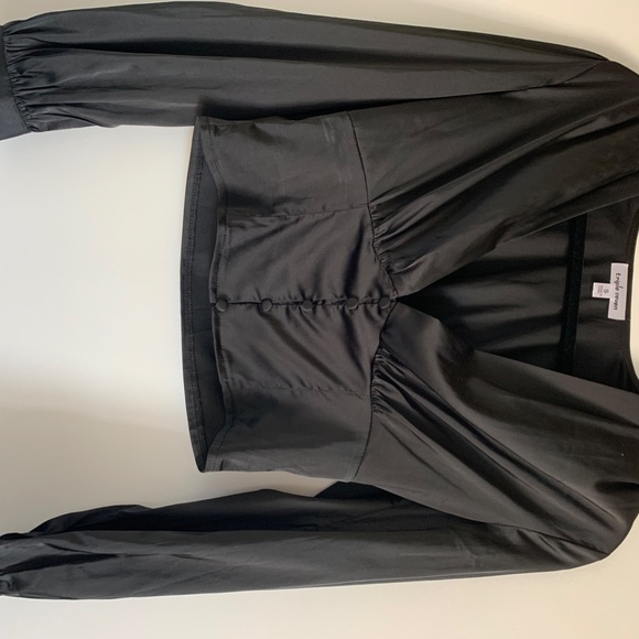 Triple Seven Satin Deep V Crop Top - Picture 3 of 3